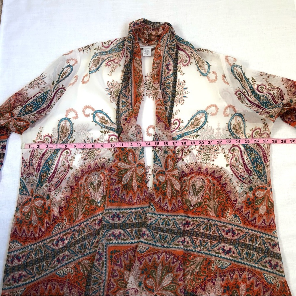 Soft Surroundings White / Colorful Floral Paisley Chiffon Kimono Top Size 3X - Picture 12 of 14